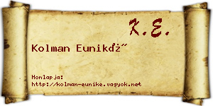 Kolman Euniké névjegykártya